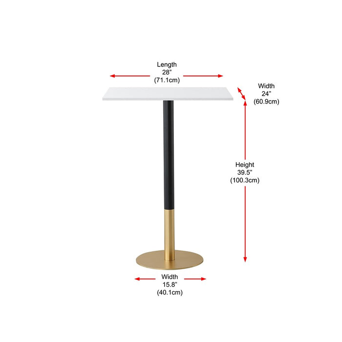 Elegant Decor Ronan 28" Pub Table, White/Gold, White and Gold