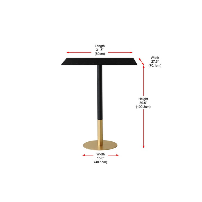 Elegant Decor Ronan 31.5" Pub Table, Black/Gold, Black and Gold