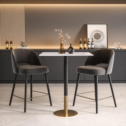 Elegant Decor Ronan 31.5" Pub Table, White/Gold, White and Gold