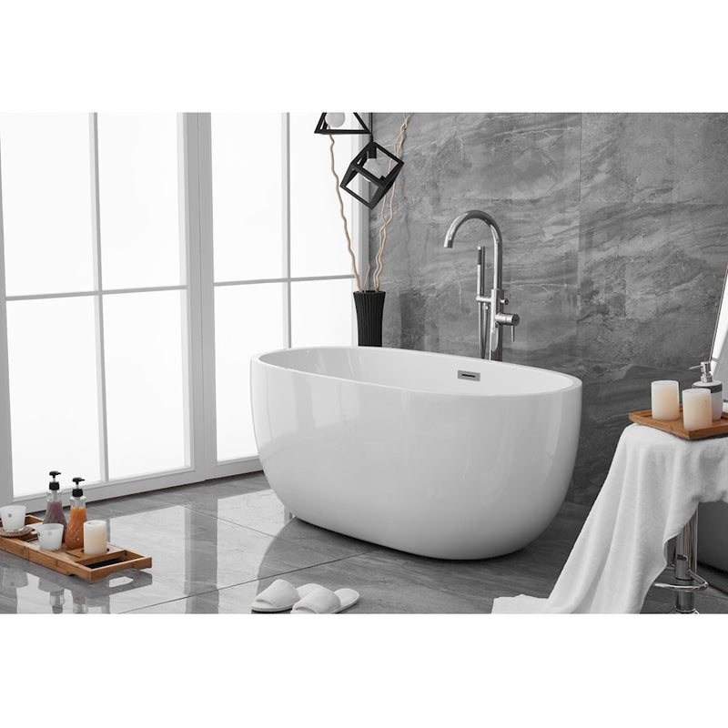 Elegant Kitchen/Bath Allegra 54" Bathtub, Glossy White