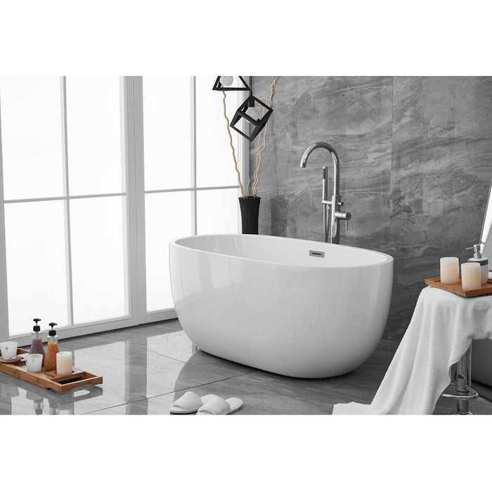 Elegant Kitchen/Bath Allegra 54" Bathtub, Glossy White