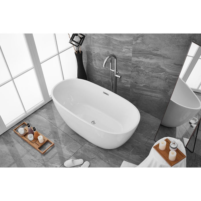 Elegant Kitchen/Bath Allegra 59" Bathtub, Glossy White