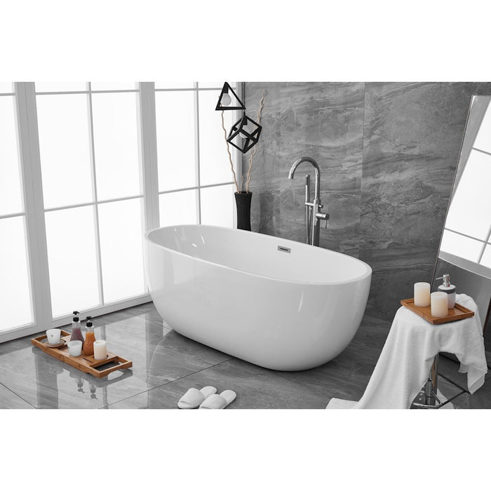 Elegant Kitchen/Bath Allegra 67" Bathtub, Glossy White