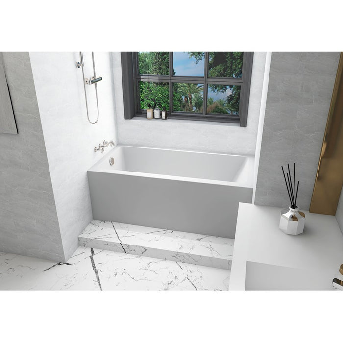 Elegant 3060 Niklaus 60" Left Faucet Bathtub, Glossy White