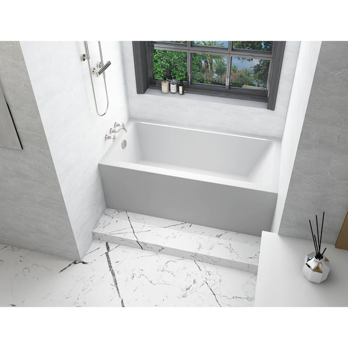 Elegant 3060 Niklaus 60" Left Faucet Bathtub, Glossy White