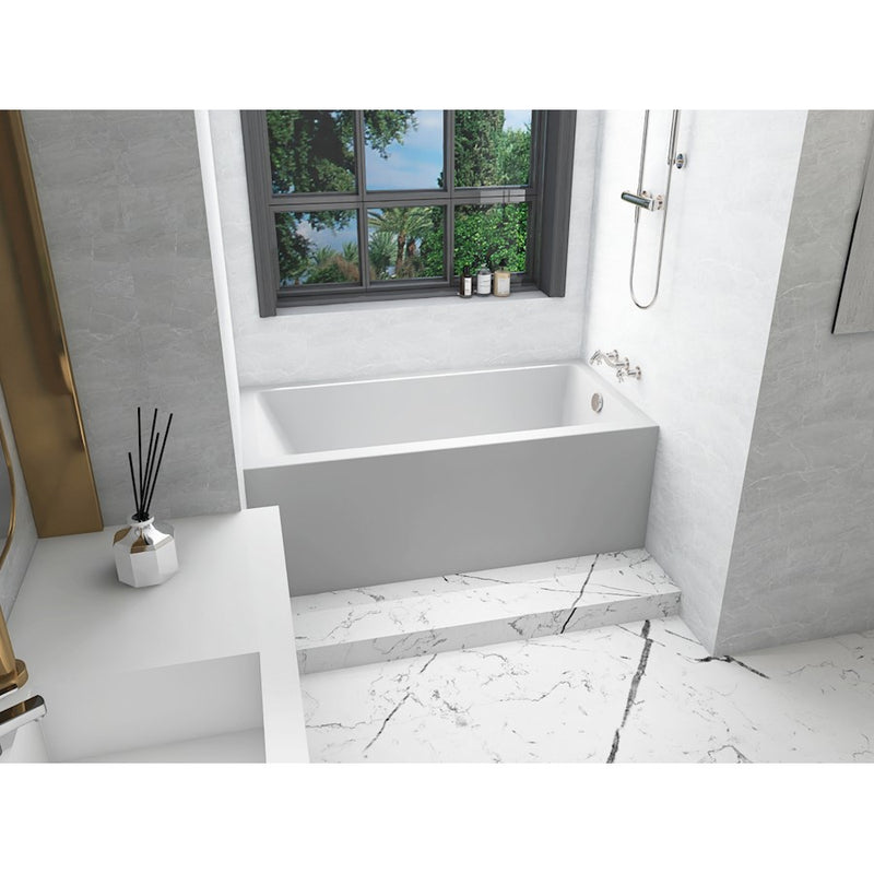 Elegant 3060 Niklaus 60" Right Faucet Bathtub, Glossy White
