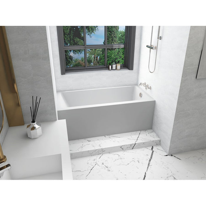 Elegant 3060 Niklaus 60" Right Faucet Bathtub, Glossy White