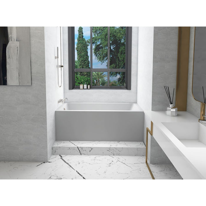 Elegant 3260 Niklaus 60" Left Faucet Bathtub, Glossy White