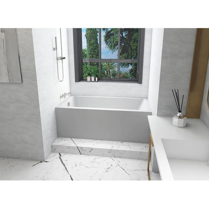 Elegant 3260 Niklaus 60" Left Faucet Bathtub, Glossy White