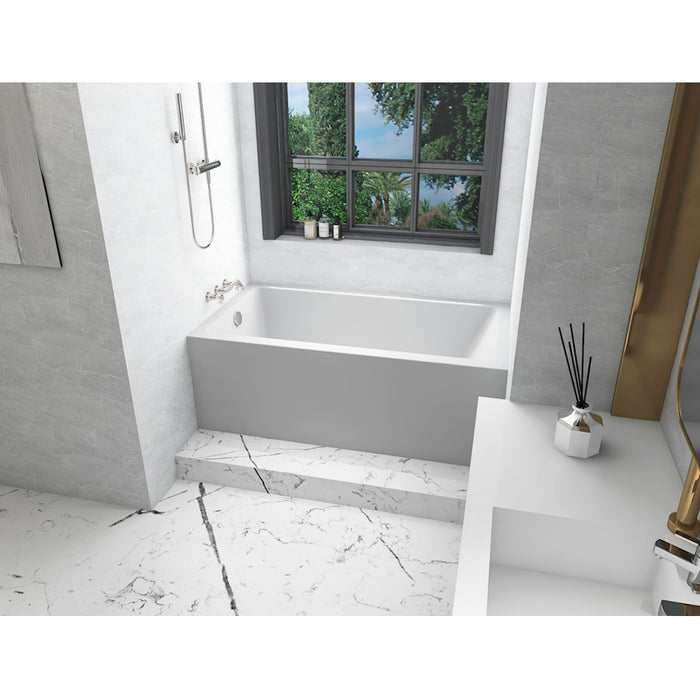 Elegant 3260 Niklaus 60" Left Faucet Bathtub, Glossy White