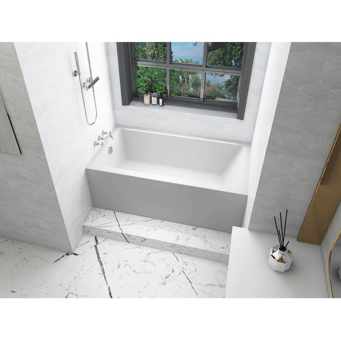 Elegant 3260 Niklaus 60" Left Faucet Bathtub, Glossy White