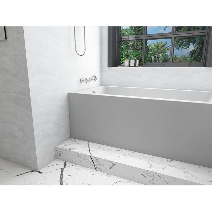 Elegant 3260 Niklaus 60" Left Faucet Bathtub, Glossy White