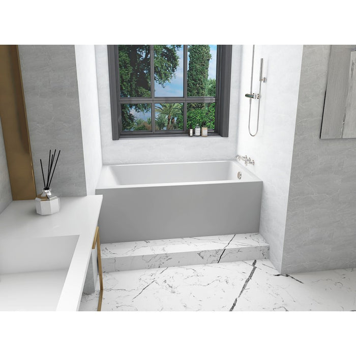 Elegant 3260 Niklaus 60" Right Faucet Bathtub, Glossy White