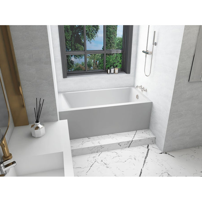 Elegant 3260 Niklaus 60" Right Faucet Bathtub, Glossy White