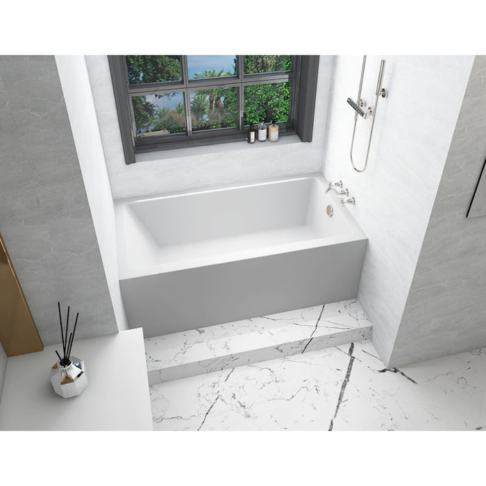 Elegant 3260 Niklaus 60" Right Faucet Bathtub, Glossy White
