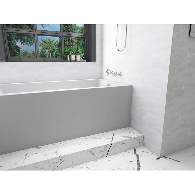 Elegant 3260 Niklaus 60" Right Faucet Bathtub, Glossy White