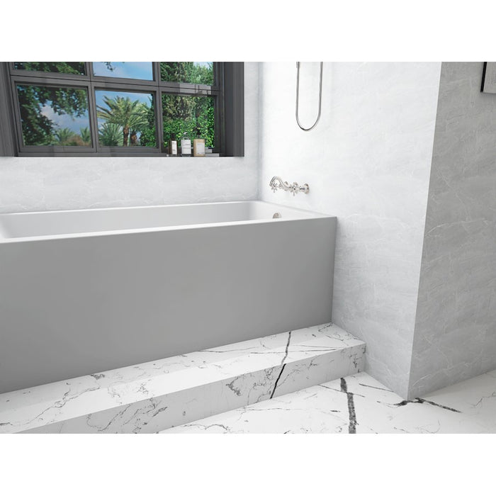 Elegant 3260 Niklaus 60" Right Faucet Bathtub, Glossy White