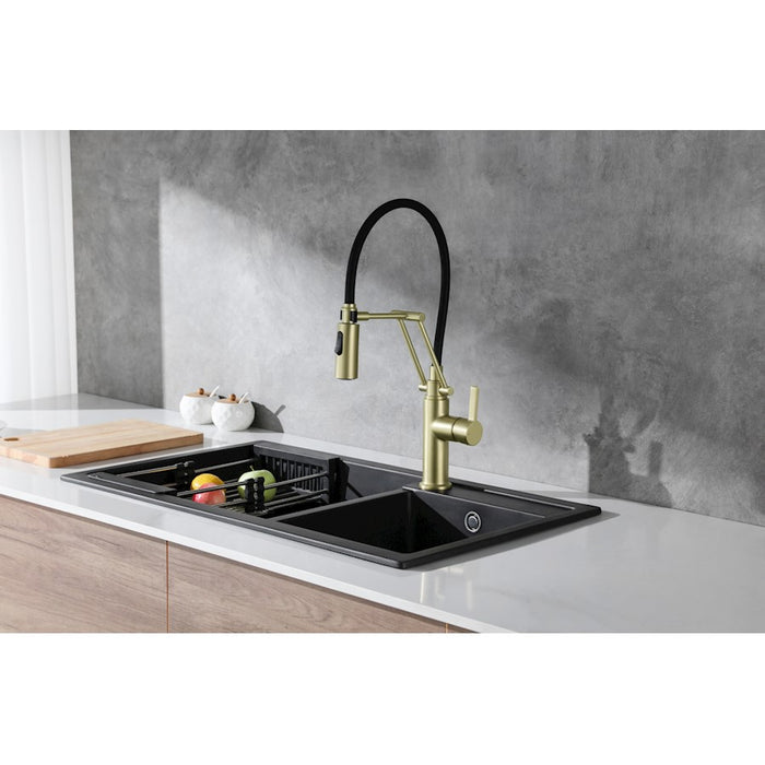 Elegant Lighting Leonardo Kitchen Faucet, Brushed Gold