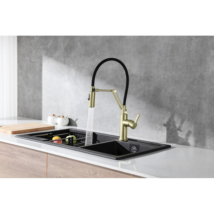 Elegant Lighting Leonardo Kitchen Faucet, Brushed Gold