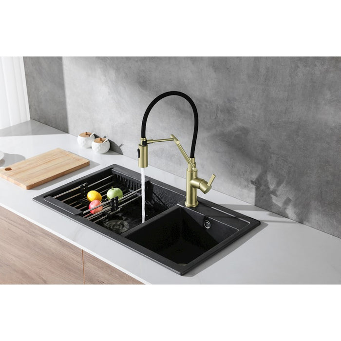 Elegant Lighting Leonardo Kitchen Faucet, Brushed Gold