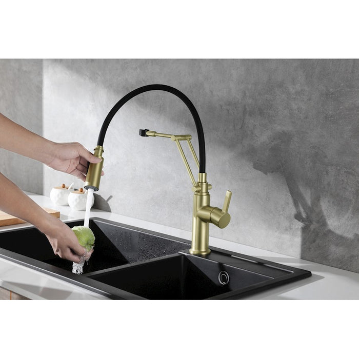 Elegant Lighting Leonardo Kitchen Faucet, Brushed Gold