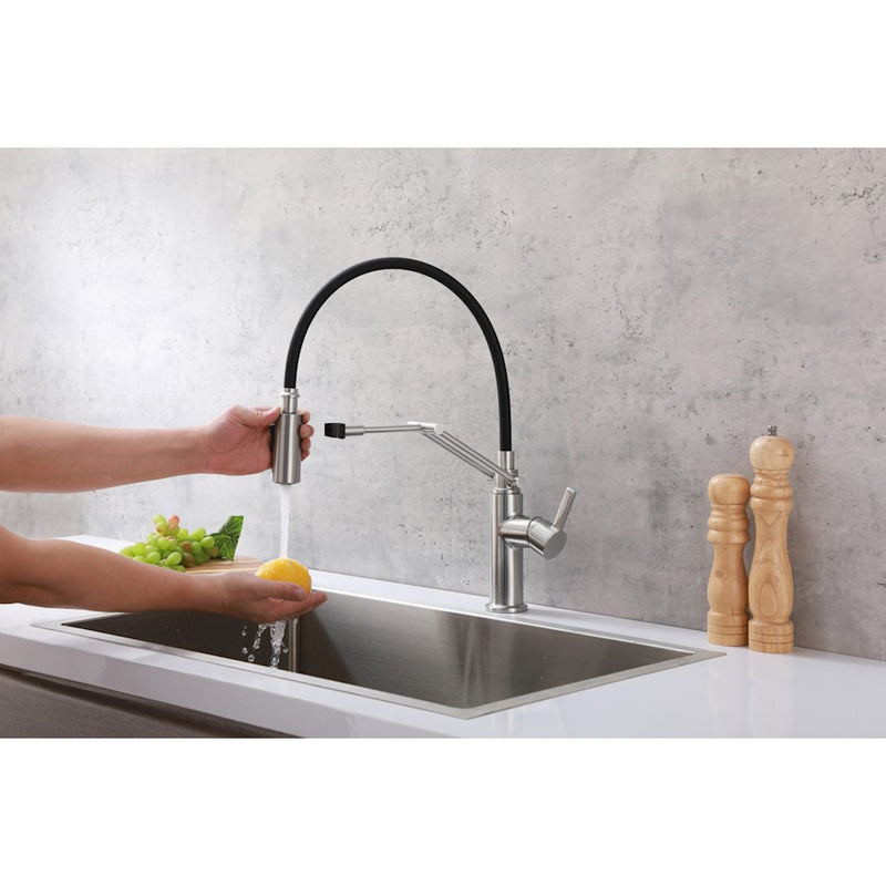 Elegant Lighting Leonardo Kitchen Faucet, Brushed Nickel