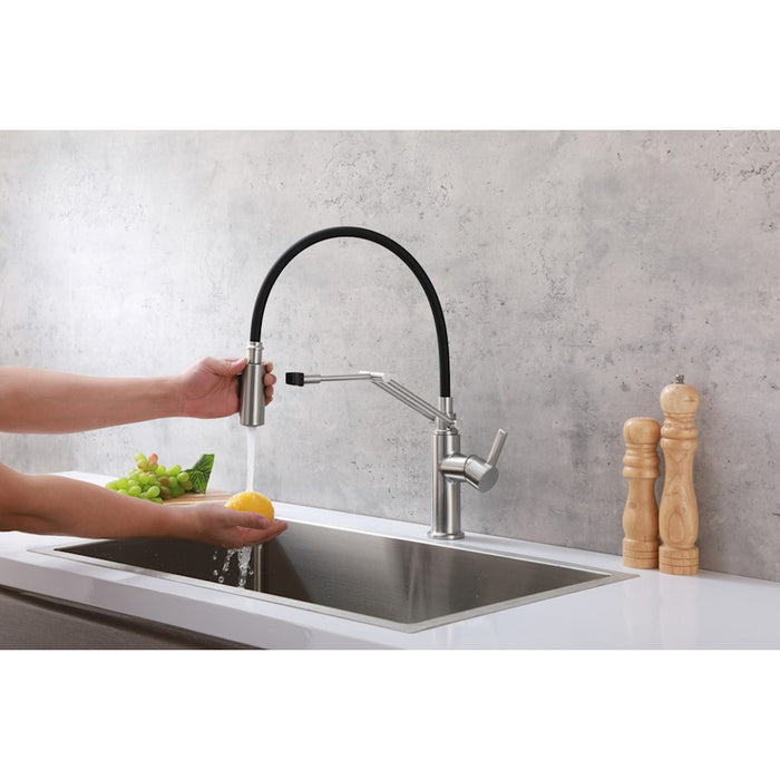 Elegant Lighting Leonardo Kitchen Faucet, Brushed Nickel