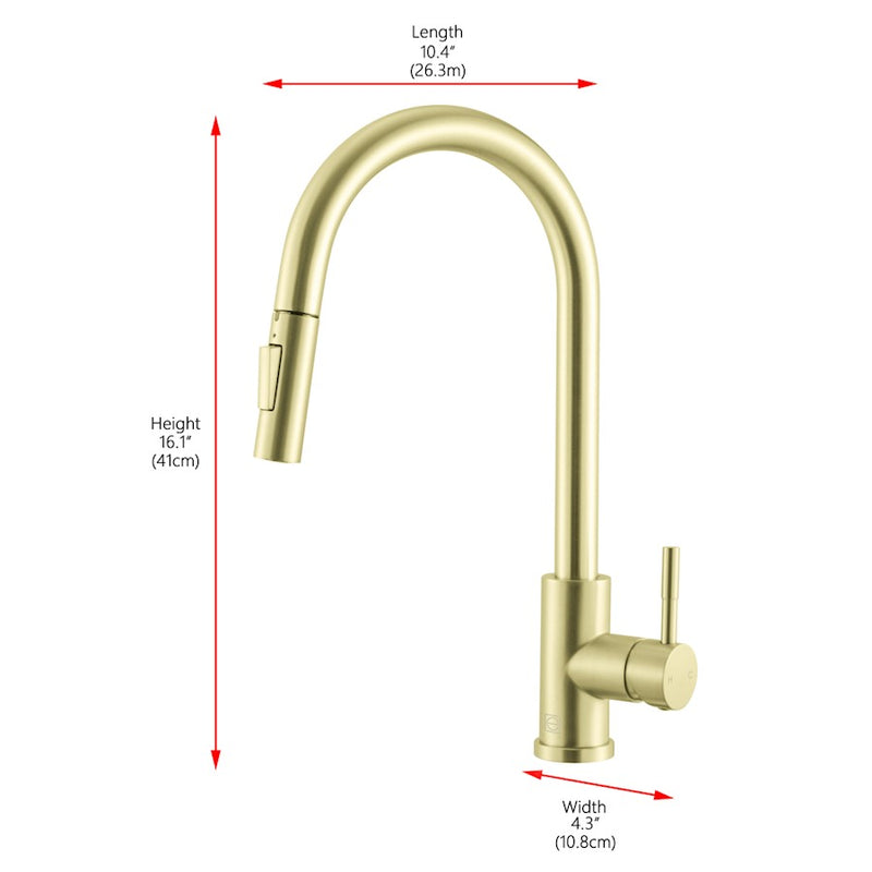 Elegant Lighting Luca Kitchen Faucet, Brushed Gold