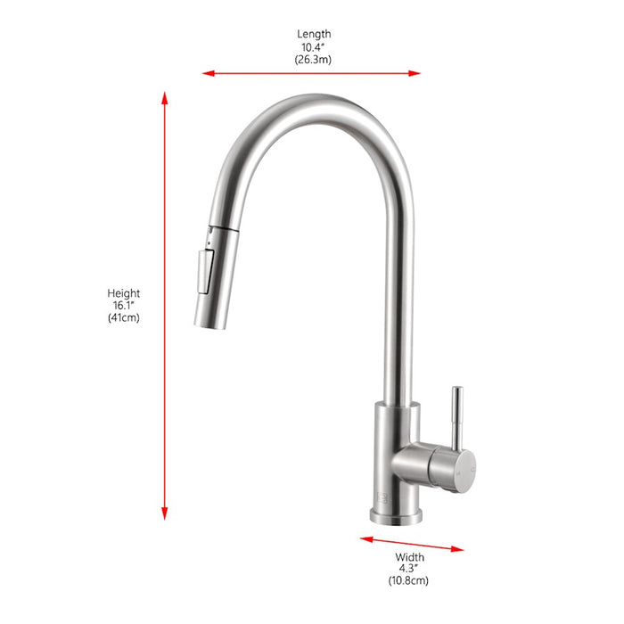 Elegant Lighting Luca Kitchen Faucet, Brushed Nickel