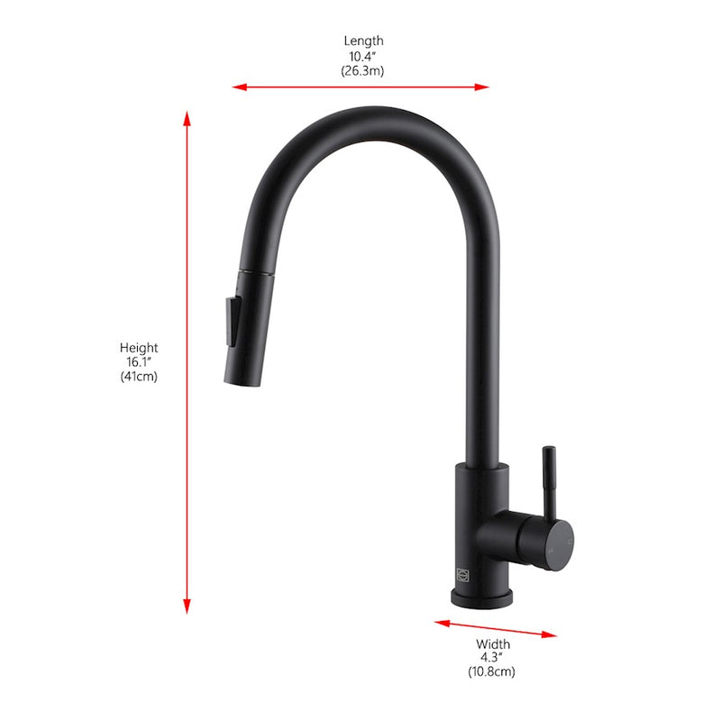 Elegant Lighting Luca Kitchen Faucet, Matte Black