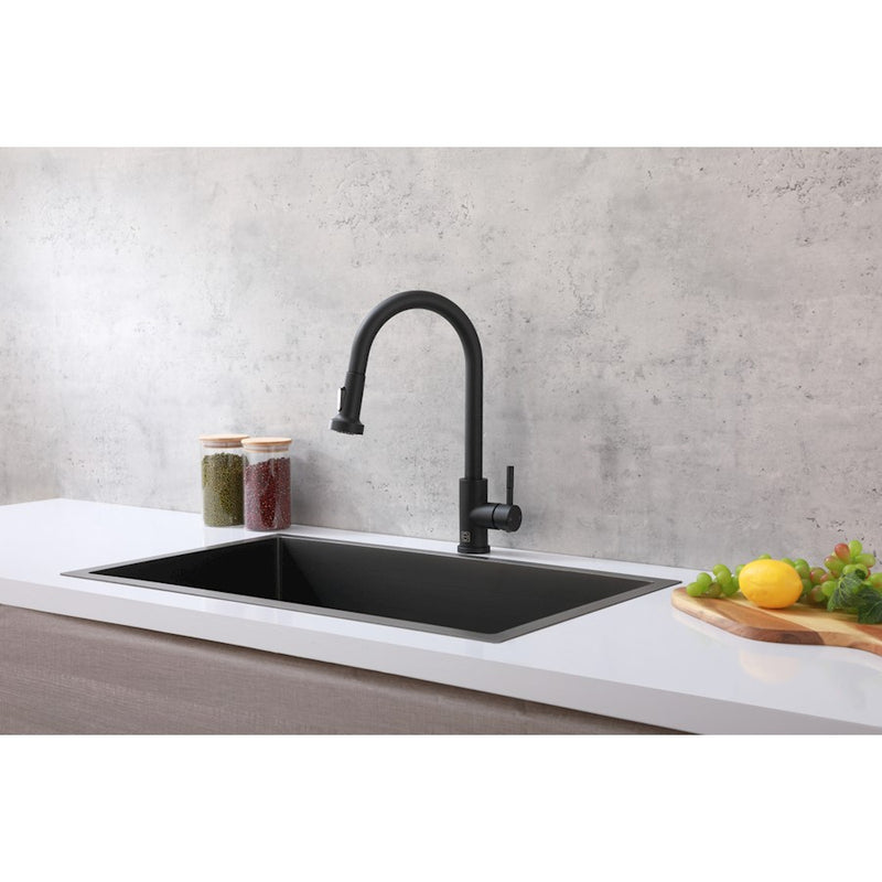 Elegant Lighting Sem Kitchen Faucet, Matte Black