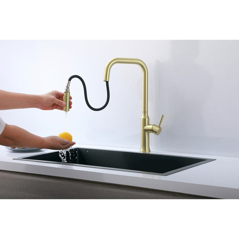 Elegant Lighting Noor Kitchen Faucet, Brushed Gold