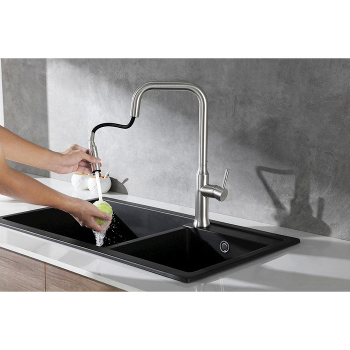 Elegant Lighting Noor Kitchen Faucet, Brushed Nickel