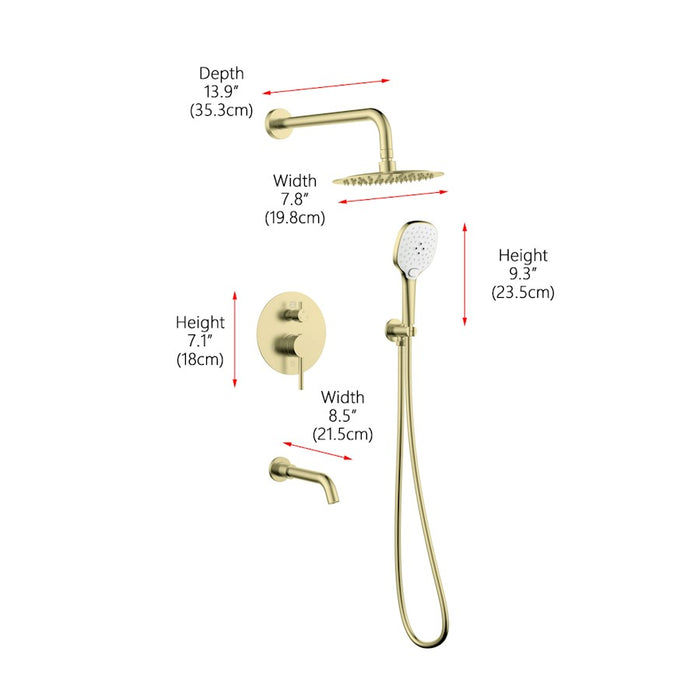 Elegant Lighting George Shower Faucet, Brushed Gold