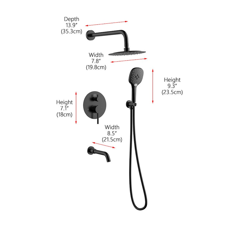 Elegant Lighting George Shower Faucet, Matte Black