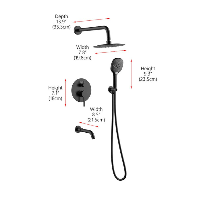 Elegant Lighting George Shower Faucet, Matte Black