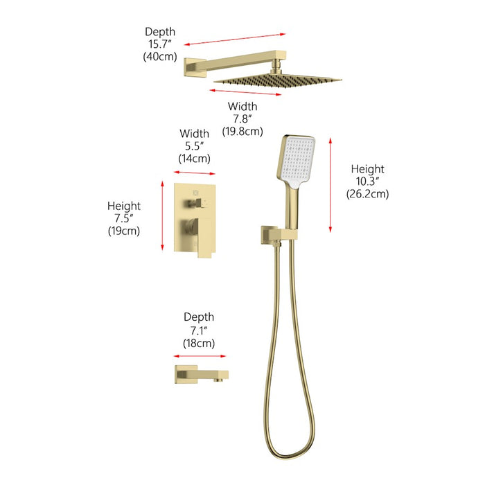 Elegant Lighting Petar Shower Faucet, Brushed Gold