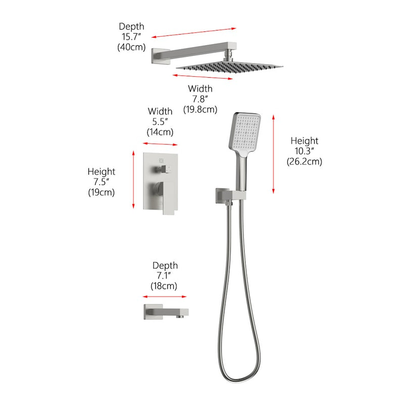 Elegant Lighting Petar Shower Faucet, Brushed Nickel