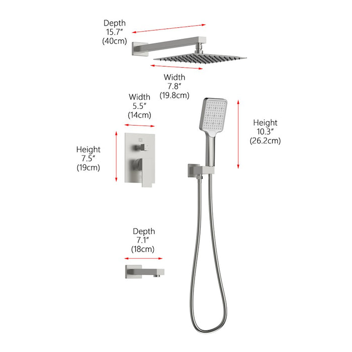 Elegant Lighting Petar Shower Faucet, Brushed Nickel