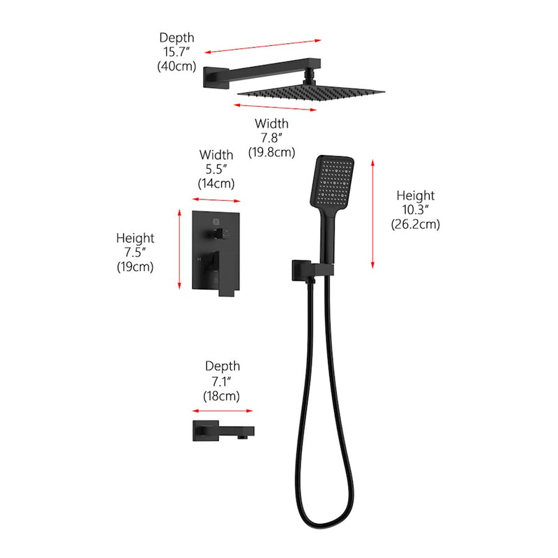 Elegant Lighting Petar Shower Faucet, Matte Black