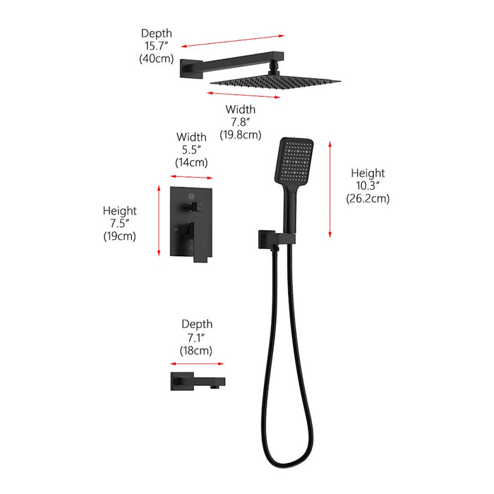 Elegant Lighting Petar Shower Faucet, Matte Black