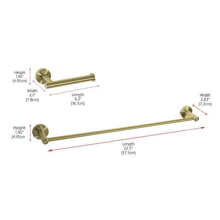 Elegant Lighting Alma 2Pc Bathroom Hardware Set, Brushed Gold