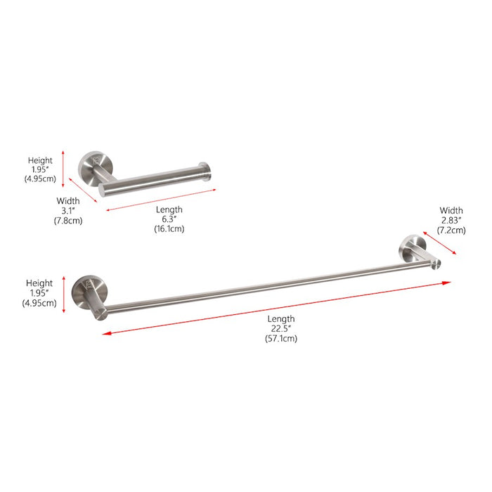 Elegant Lighting Alma 2Pc Bathroom Hardware Set, Brushed Nickel