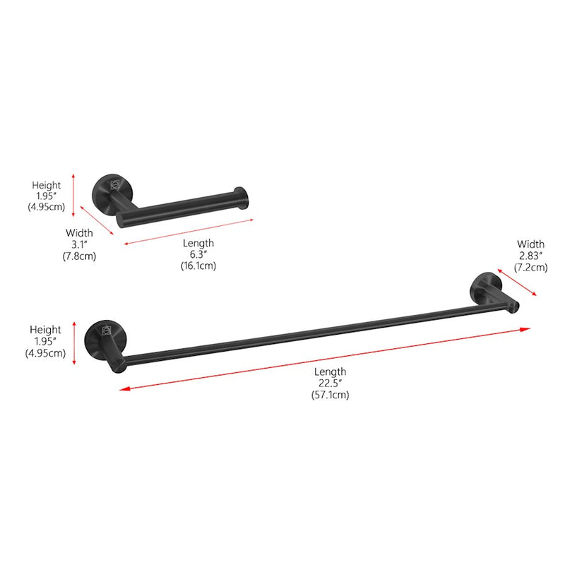 Elegant Lighting Alma 2Pc Bathroom Hardware Set, Matte Black