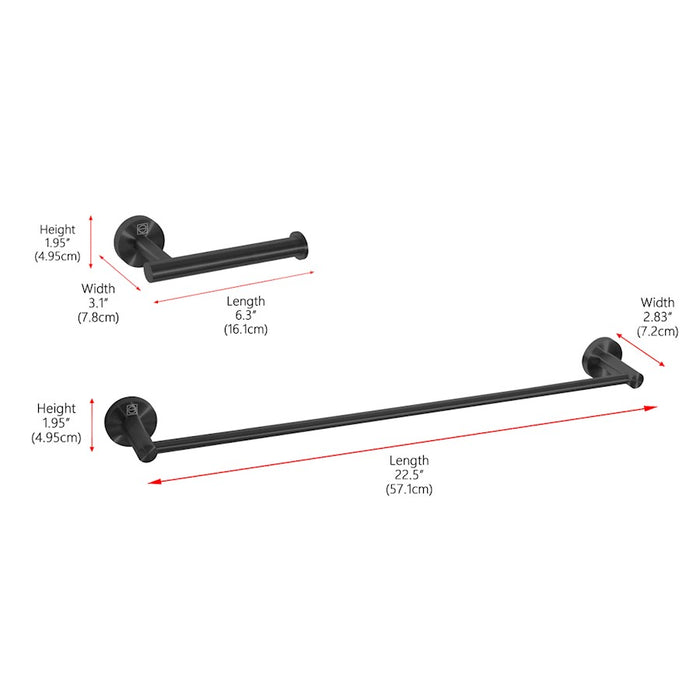 Elegant Lighting Alma 2Pc Bathroom Hardware Set, Matte Black