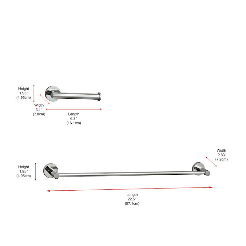 Elegant Lighting Alma 2Pc Bathroom Hardware Set, Chrome