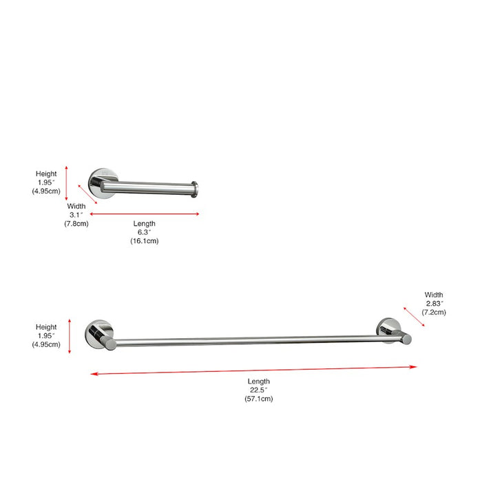 Elegant Lighting Alma 2Pc Bathroom Hardware Set, Chrome
