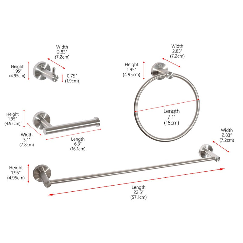 Elegant Lighting Freya 4Pc Bathroom Hardware Set, Brushed Nickel