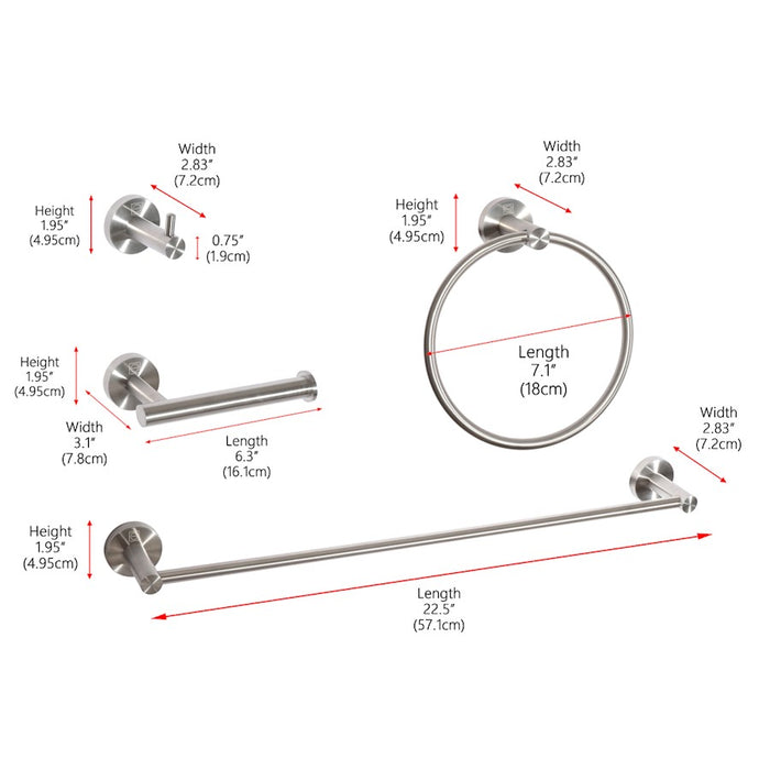 Elegant Lighting Freya 4Pc Bathroom Hardware Set, Brushed Nickel