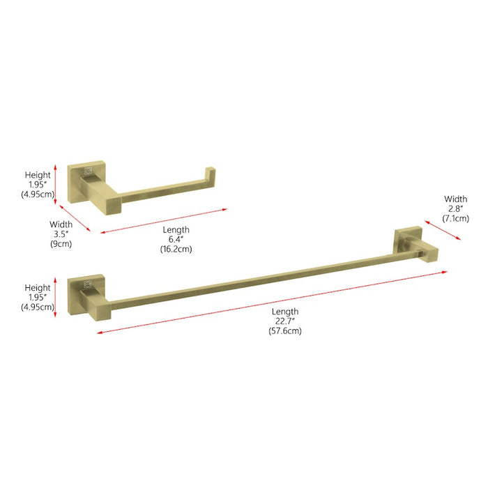 Elegant Lighting Isla 2Pc Bathroom Hardware Set, Brushed Gold